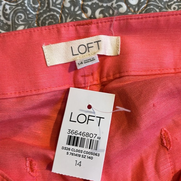 Loft Coral Pink High Rise Wide Leg Trousers Size 14 NWT - Picture 4 of 5